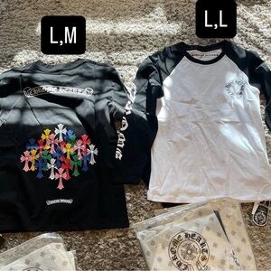 Chrome Hearts Black and White Floral Long Sleeves